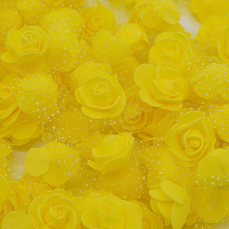 Mini roses en mousse de polyéthylène, 3.5cm, 50 fleurs/lot, têtes de fleurs artificielles, pour décorer un mariage, à la maison, pour l'artisanat: F14