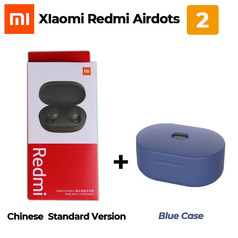 Original Xiaomi Redmi Airdots 2 TWS auricular inalámbrico bluetooth 5,0 auricular estéreo reducción de ruido Mic Control de voz: 2 Add DarkB Case