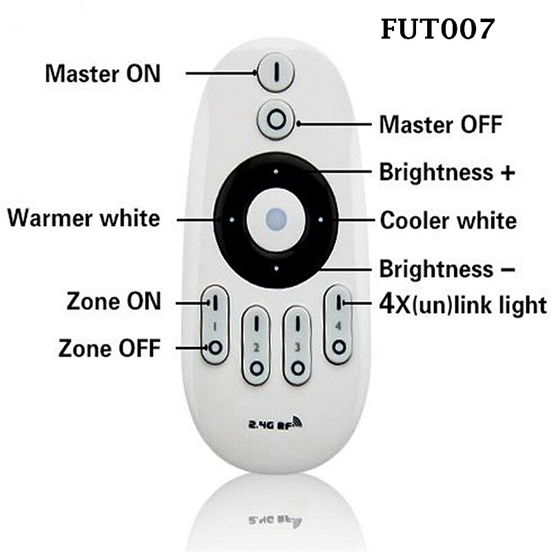 Mi light fut 036 2.4g rf trådløs 4 zone lysstyrke justerbar cct dimming controller dimmer til enkelt farve led lampestrimmel