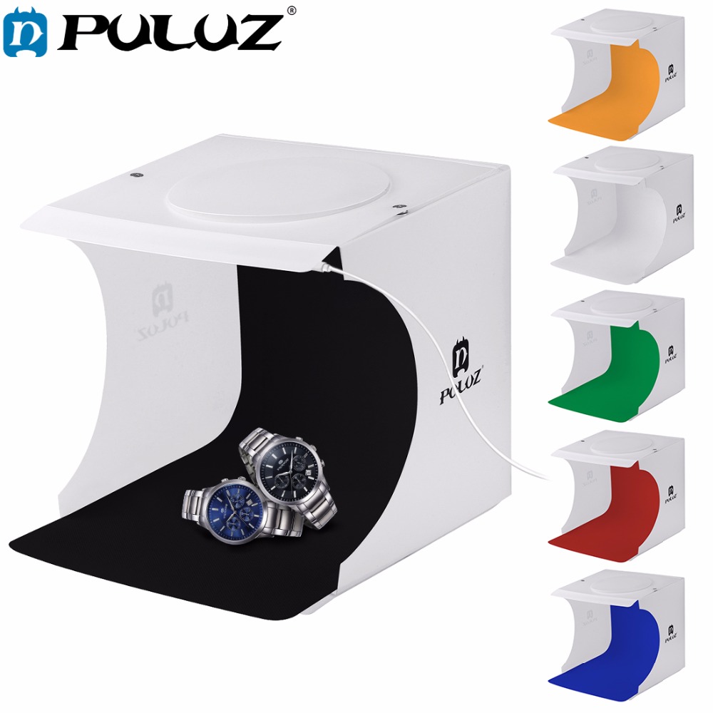 PULUZ – Mini boîte à lumière pliable pour Studio Photo, 20x20cm, 8 pouces, avec lumière LED, fond noir et blanc, pour photographie