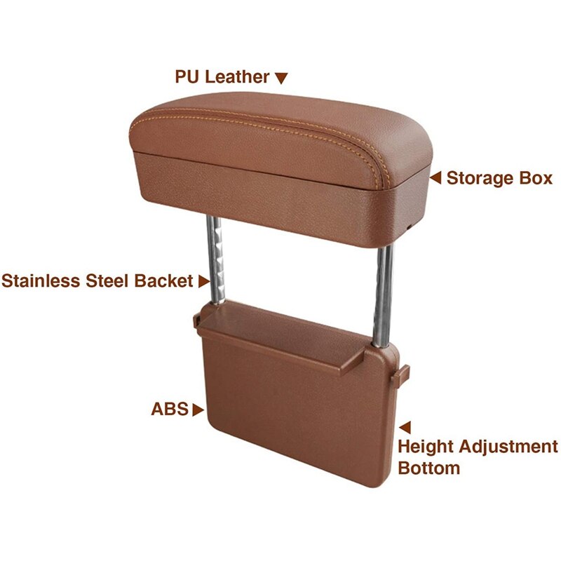 Universal Car Armrest Box Elbow Support Adjustable Car Center Console Arm Rest (Brown)