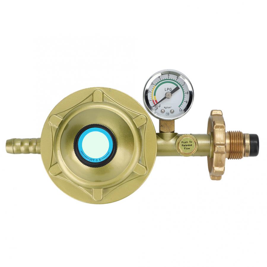 Liquefied Gas Valve Universal Household Bottled Liquefied Petroleum Gas Pressure Regulator Valve with Gauge Gold