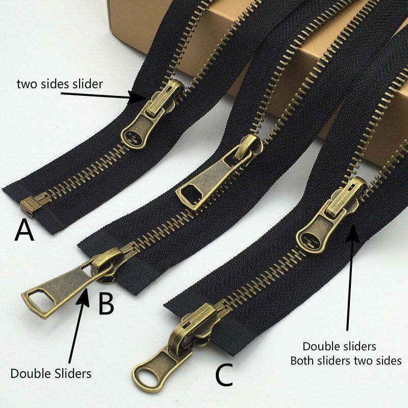 5#   sort tape messing bronzetænder messing metal lynlås 75 80 100 120cm 1 stk diy tøjjakke tilbehør til beklædningsgenstande