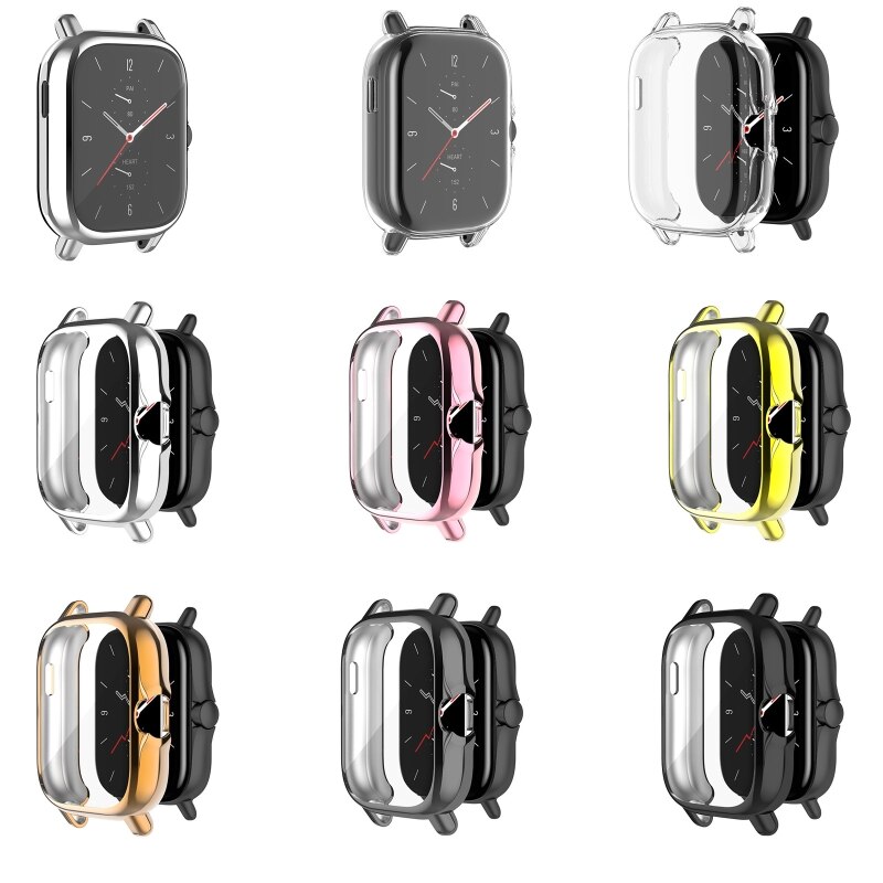 Full Coverage Protective Cover For -Amazfit GTS 2 Plating TPU Watch Case Shell 1XCE