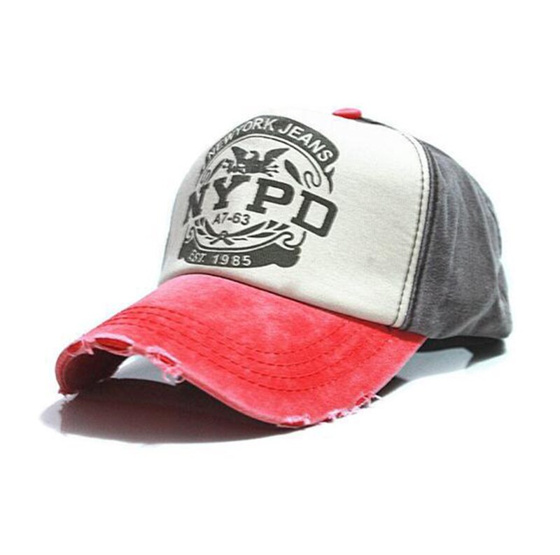 Gorra de béisbol Unisex de NYPD patrón de letras mujeres lavadas gorras de estilo antiguo hombres deporte de ocio algodón lavado gorro de hip hop CP0252: Red Coffee