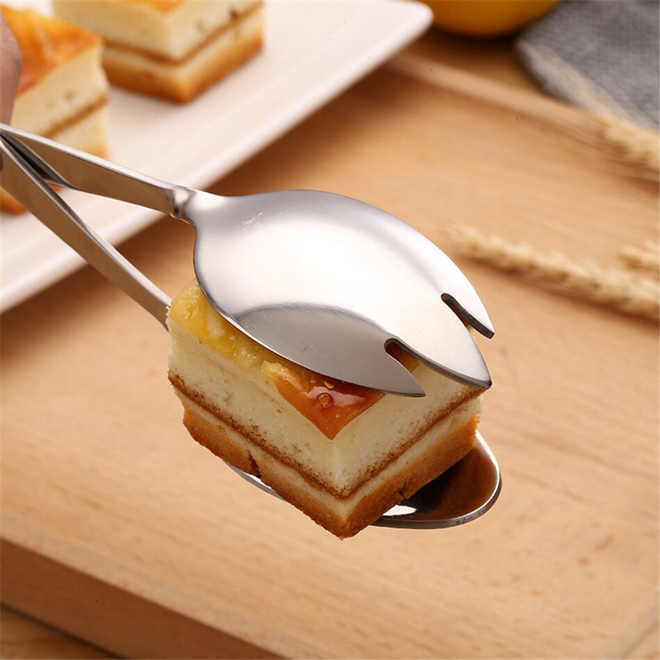 Stainless Steel Salad Tongs Egg Clip Kitchen Tool Serving Spoon Fork Kitchen Accessories