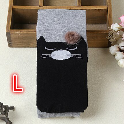 Meisjes stijlen herfst leggings voor baby kids katoen warm prinses meisjes kinderen broek mooie kat warmer kind leggings: Gray Size  L