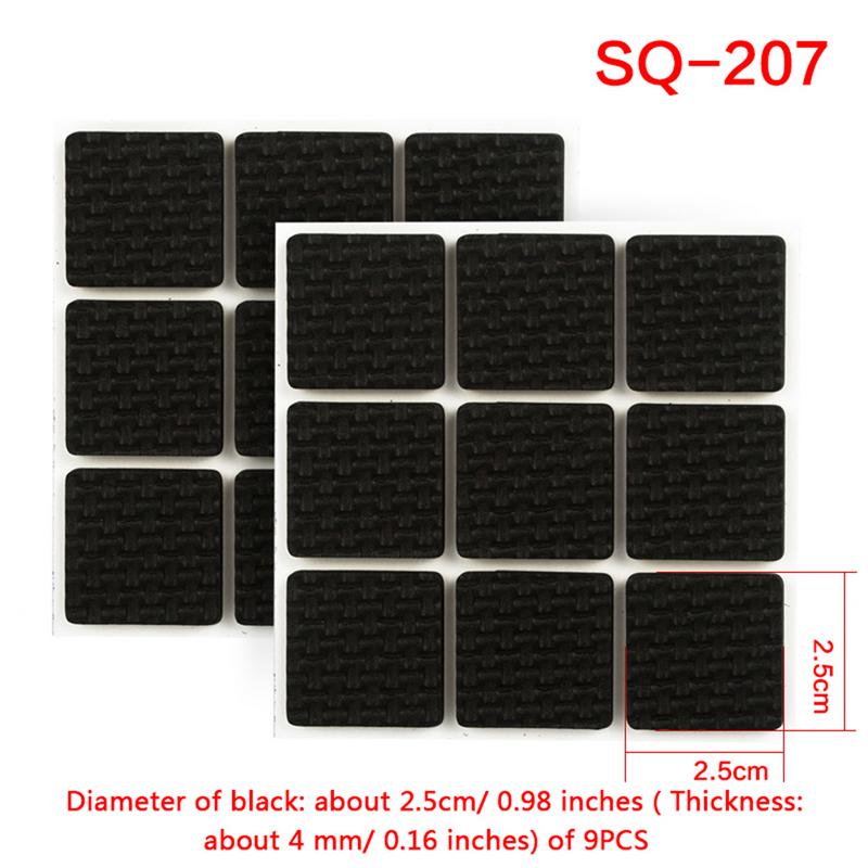 Almohadillas de goma para pies autoadhesivas, antideslizantes, para muebles, patas, alfombra del hogar, tapetes de mesa, tope de cierre de puerta: square 9PCS