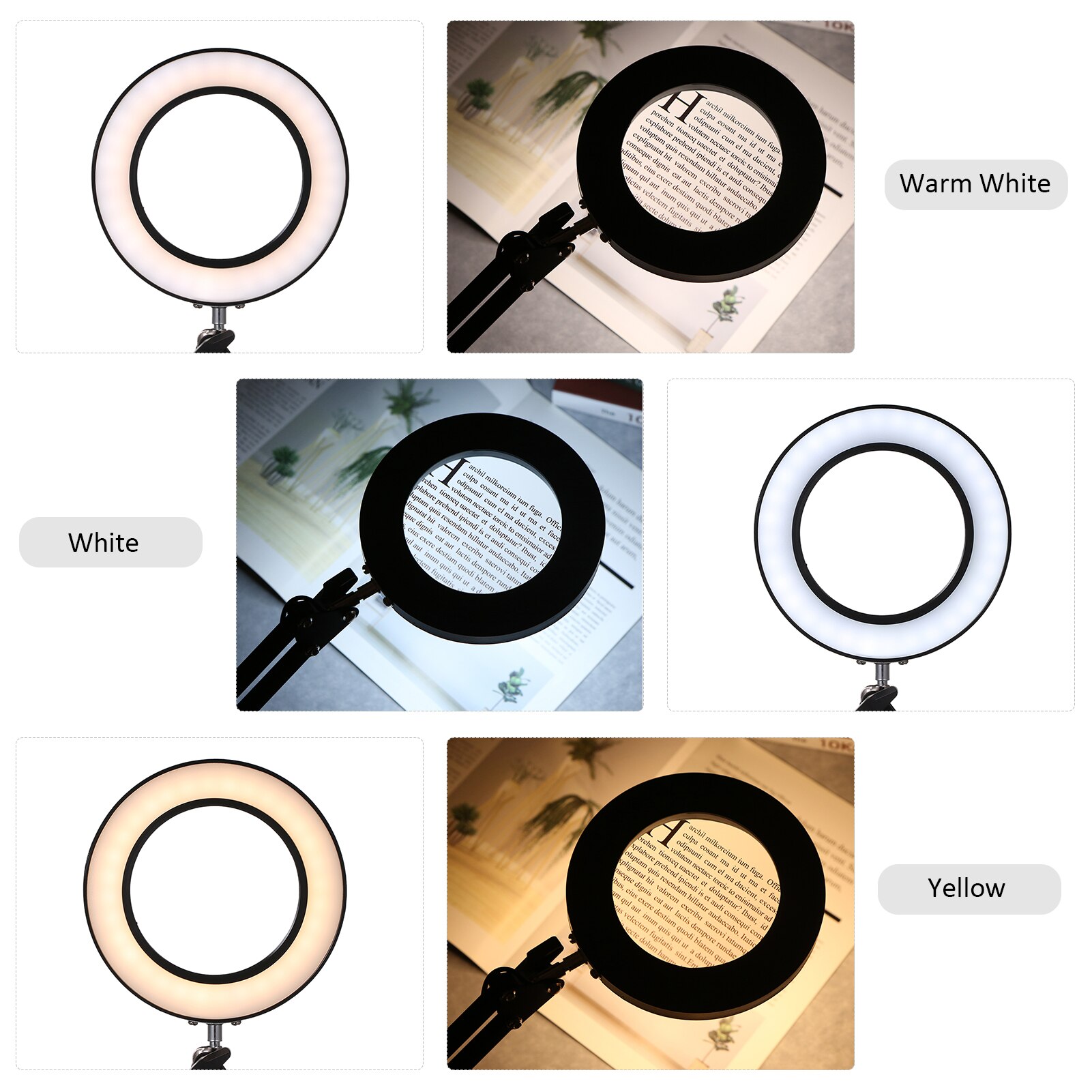 8X Vergroting Vergrootglas Met Led Light Dimbare 3 Kleuren Verlicht Vergrootglas Lamp Opvouwbare Draaibaar Bureaulamp