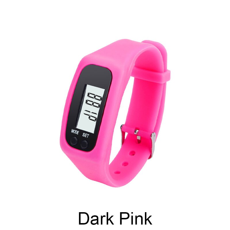 Smart klocka stegräknare löpning sport armband tracker steg pulsmätare räknare promenader fitness armband armband: Mörkrosa