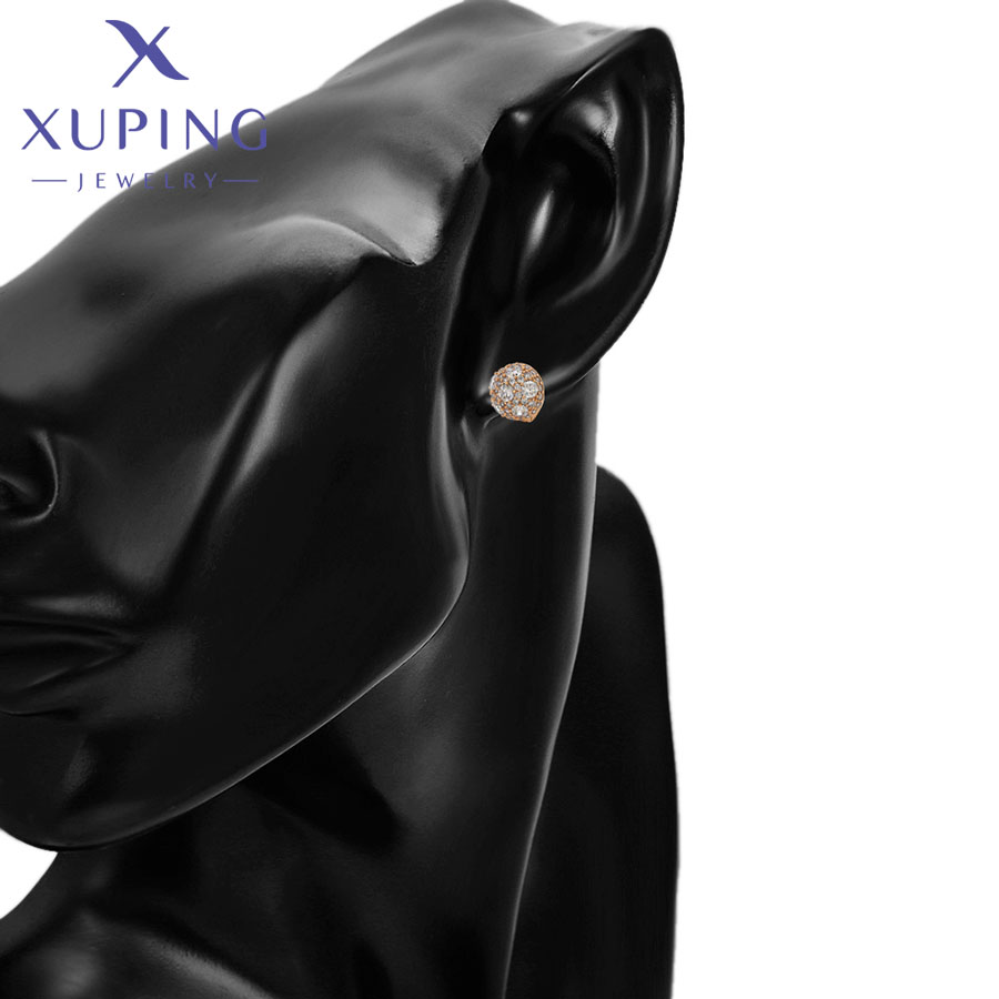 Xuping-pendientes de aro con piedra blanca y Color dorado para mujer, joyería a la , , X000795547