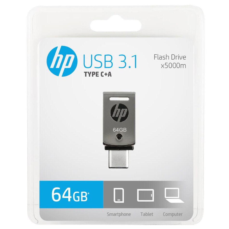 HP X5000M Metal OTG Type-C USB 3.1 Dual Use High Speed USB Flash Drive for SmartPhone/Tablet 64GB 128GB 256GB Pen drive High