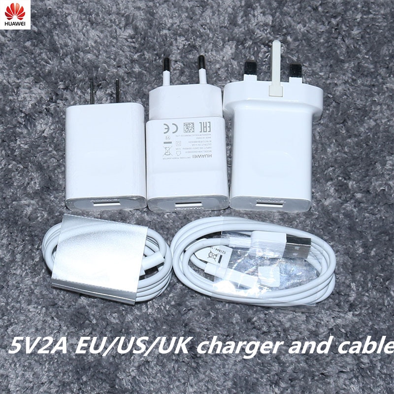 Huawei 5v2a carregador original ue/eua/reino unido adaptador de energia carga usb micro cabo para p7 p8 lite honra 8x 7x 9i y6 y7 y9 2019 nova 3
