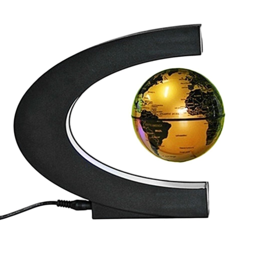 Electronic Magnetic Levitation Floating Globe Antigravity LED Light Home Decor Blue Golden EU Plug