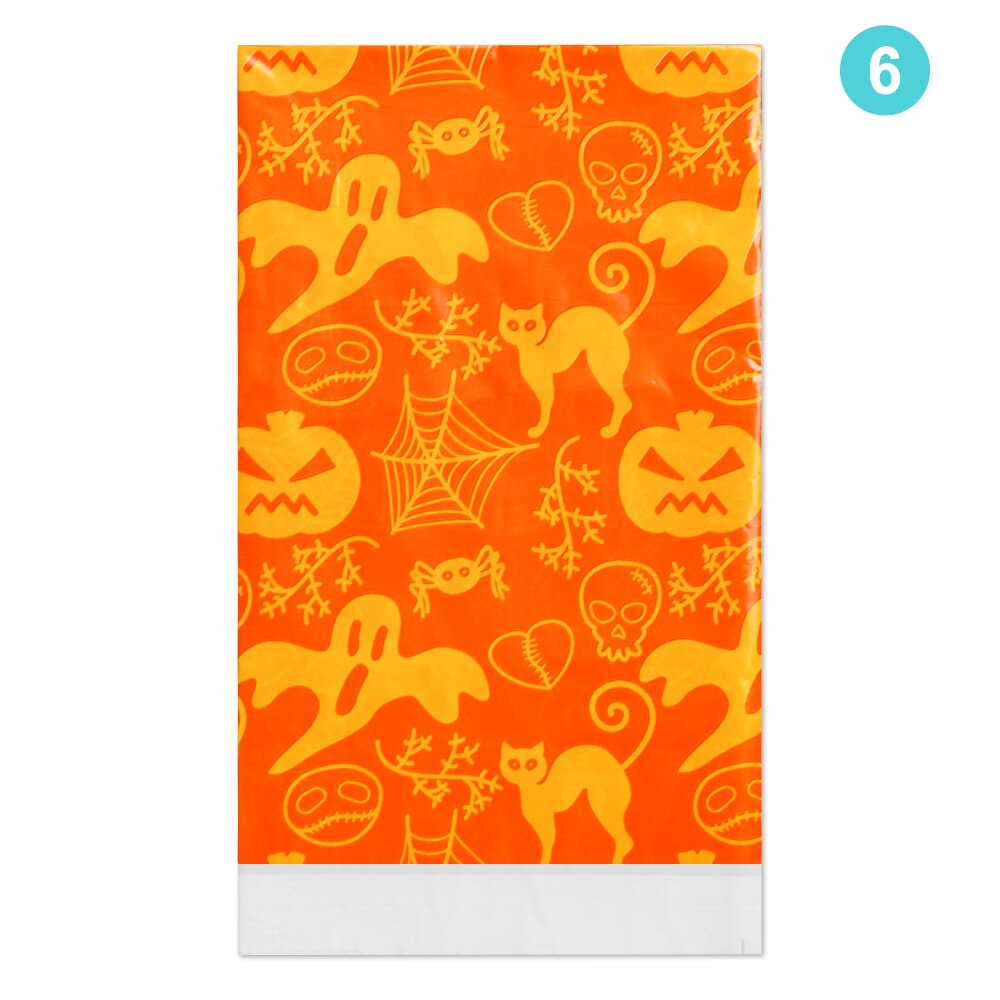 1PC Plastic Waterproof Halloween DisposableTablecloth Greaseproof Pumpkin Skeleton Table Cover Kitchen Halloween Supplies: 6