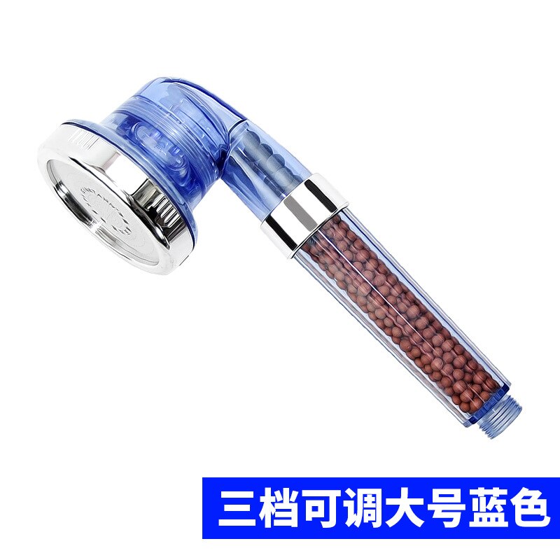 Negative ion shower three adjustable adjustable pressure-saving water-saving handheld shower head anion shower water stop shower: small blue