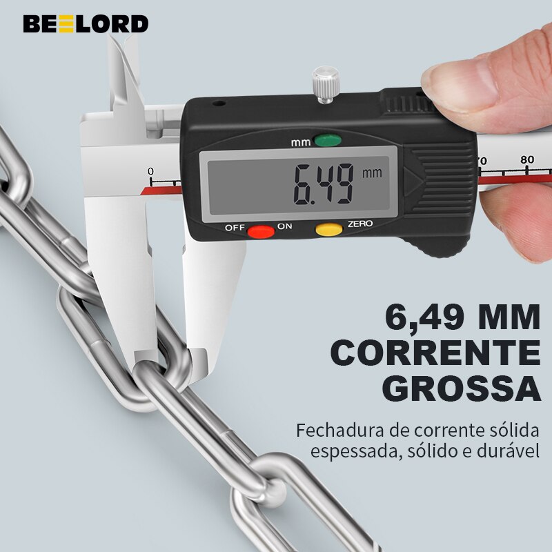 BEELORD Bike Chain Lock High Security Reflective Heavy Duty Anti Theft with Keys Bicycle Lock for Electric Scooter Motorcycle