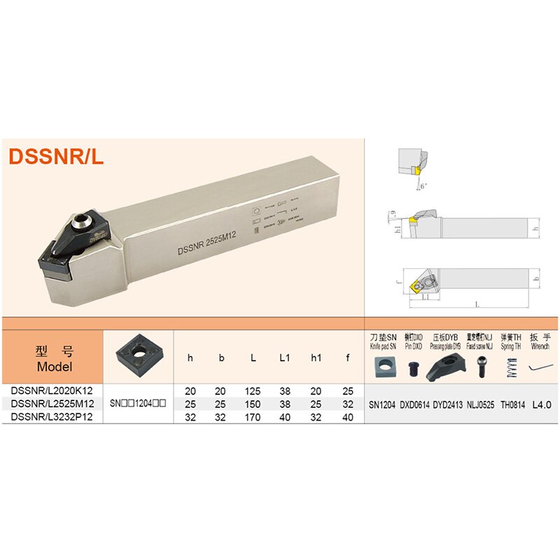 Porte-outil de tournage externe DSSNR 2525M12 DSSNL, outils de coupe de tour CNC pour Inserts en carbure SNMG 120404 120408