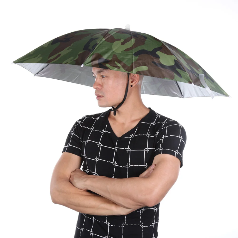 Draagbare Opvouwbare Regenparaplu Hoed Outdoor Vissen Zonnescherm Cap Waterdicht Camping Vissen Hoofddeksels Anti-Uv Strand Hoed 55-95CM