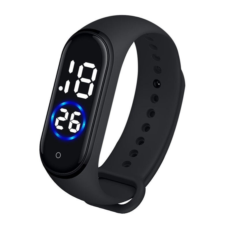 Casual Digital LED deportes Reloj Simple Unisex silicona banda relojes de pulsera hombres mujeres reloj 3D13: Black