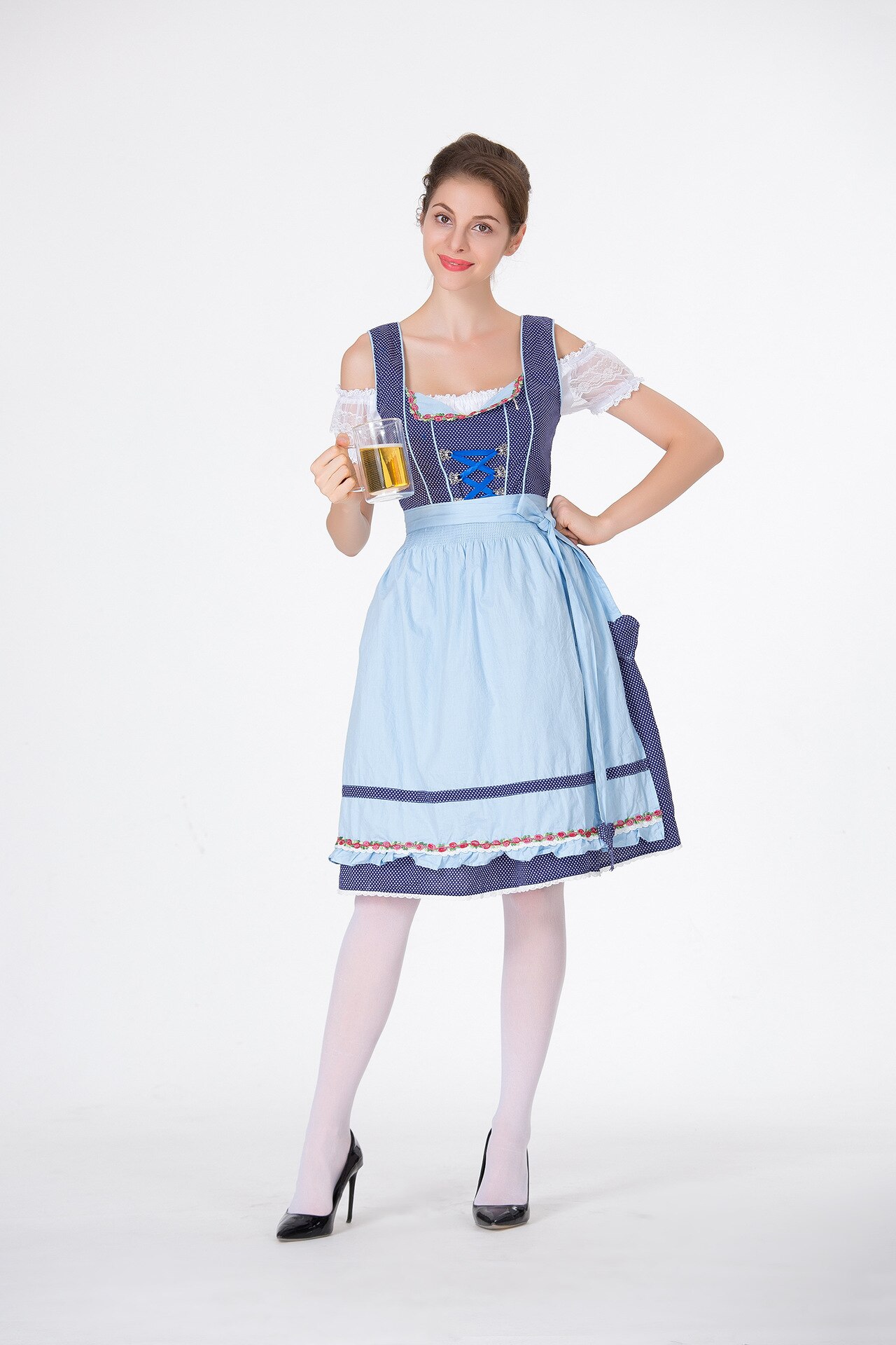 Adult Female German Oktoberfest Costume Traditional Bavarian Bar Maid Costume S-3XL