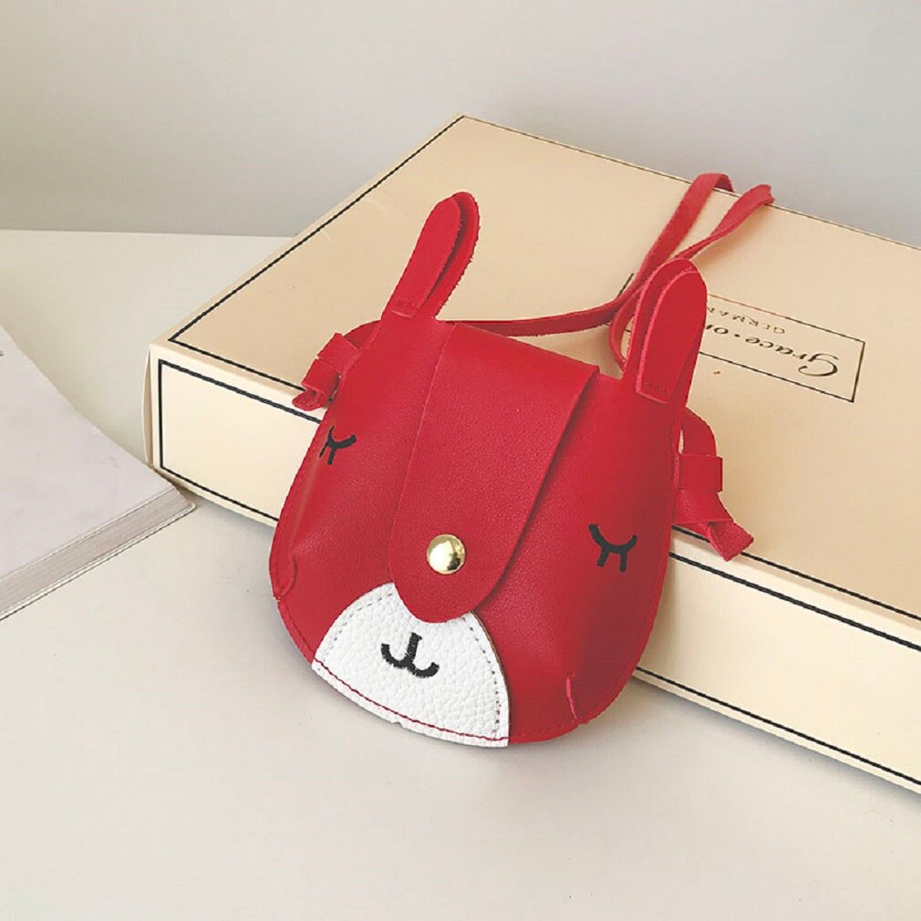 Schattige kindermeisjes mini crossbody tas konijn pu handtas kinder schoudertas mooie portemonnee: Rood