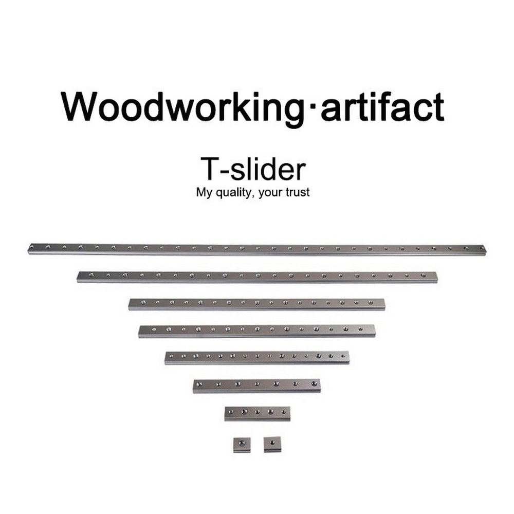 T-track Slider Sliding Nut Aluminum Alloy T Slot Nut Jigs Screw Slot Fastener 100MM/200MM /300MM /400MM Woodworking Tools