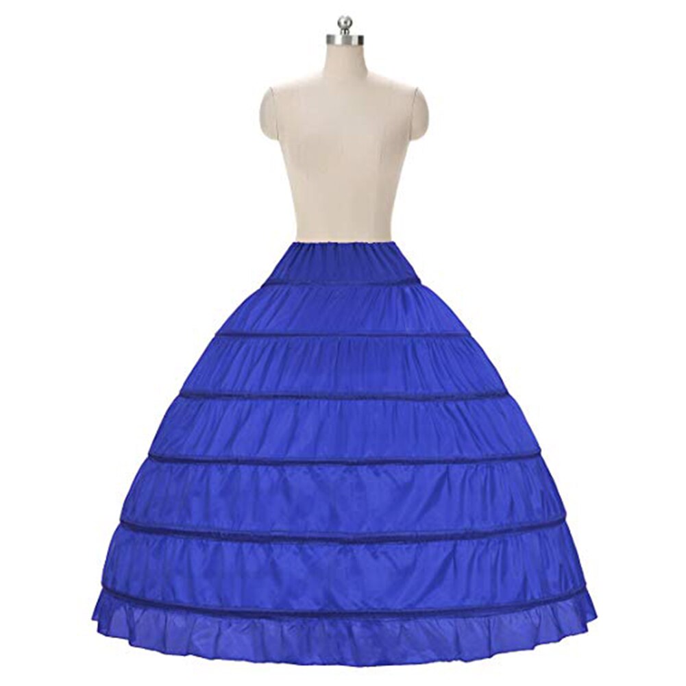 White 6 Hoops Petticoats Bustle for Ball Gown Wedding Dresses Underskirt Bridal Accessories Bridal Crinolines Skirts: Blue