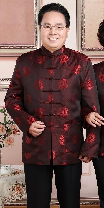 Manica lunga Uomo Vestito di Linguetta Tradizionale Magliette e camicette Autunno Delle Donne Antiche Di Compleanno Camicetta Genitore Nazione Rossa Nuovo Anno Abbigliamento 90: men / M