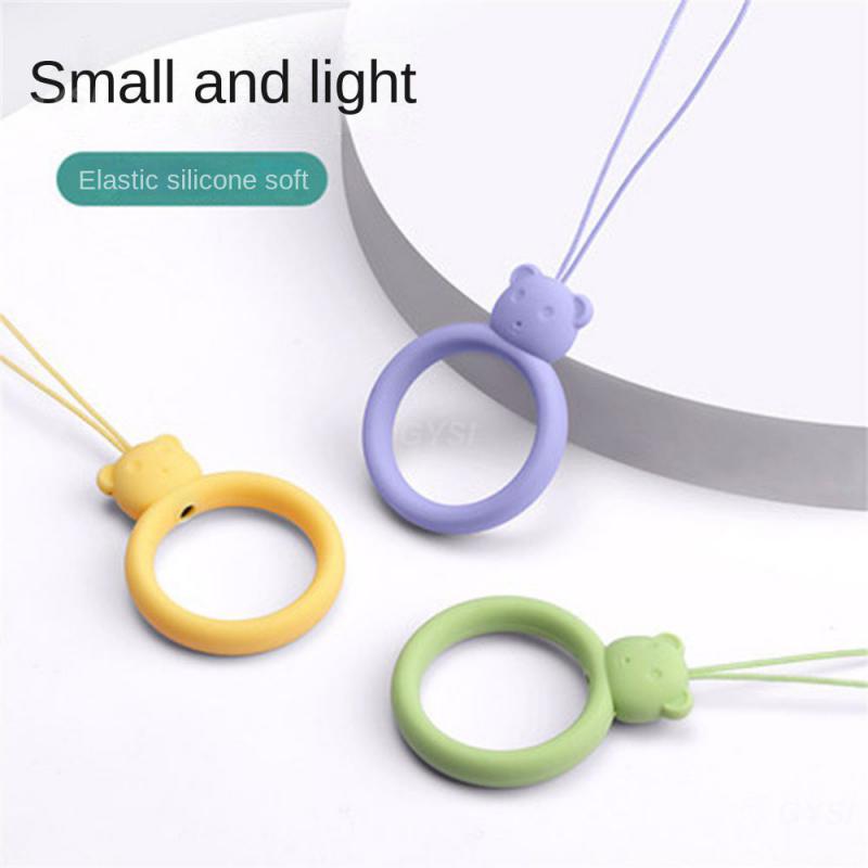 Ring Key Chain Soft Portable Lanyard Cartoon Smooth Comfortable Liquid Cute Silica Gel Elastic Pendant Multifunction Little Bear