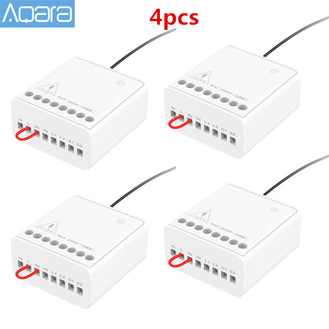 Aqara-módulo de control bidireccional, controlador de relé inalámbrico de 2 canales, funciona con xiaomi mijia smart home APP Mijia Home kit
