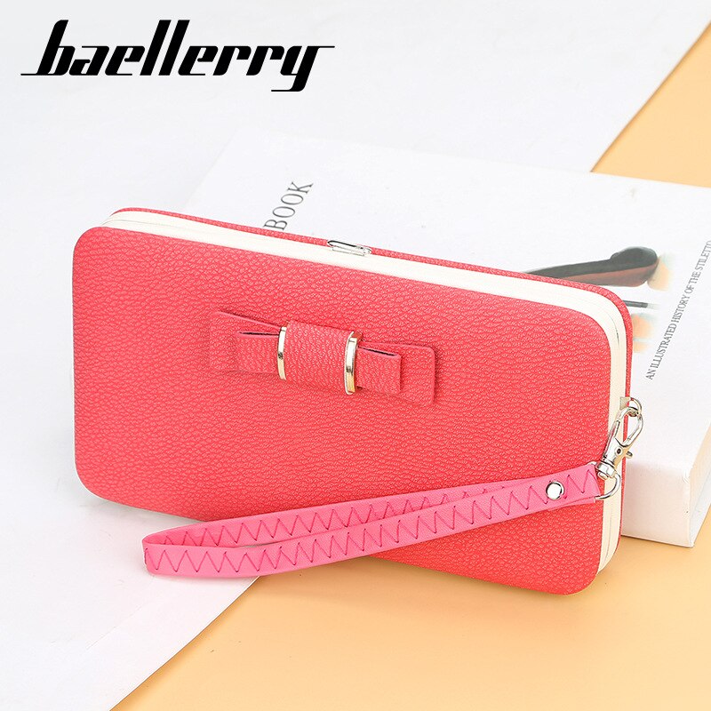 Baellerry Wallet Women Metal Frame Snap Button Coin Purse Mobile Phone Bag Bow Female Bag Good Support Name Engraving