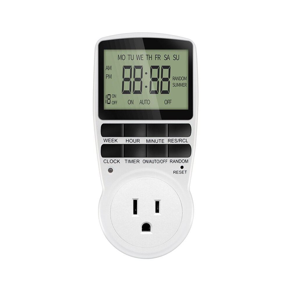 Digitaler Zeitschaltuhr, elektronisch, 12/24 Stunden, 7 Tage, programmierbare Zeitsteckdose, Küchengerät, Zeitsteuerung, EU, US, FR-Steckdose: Black