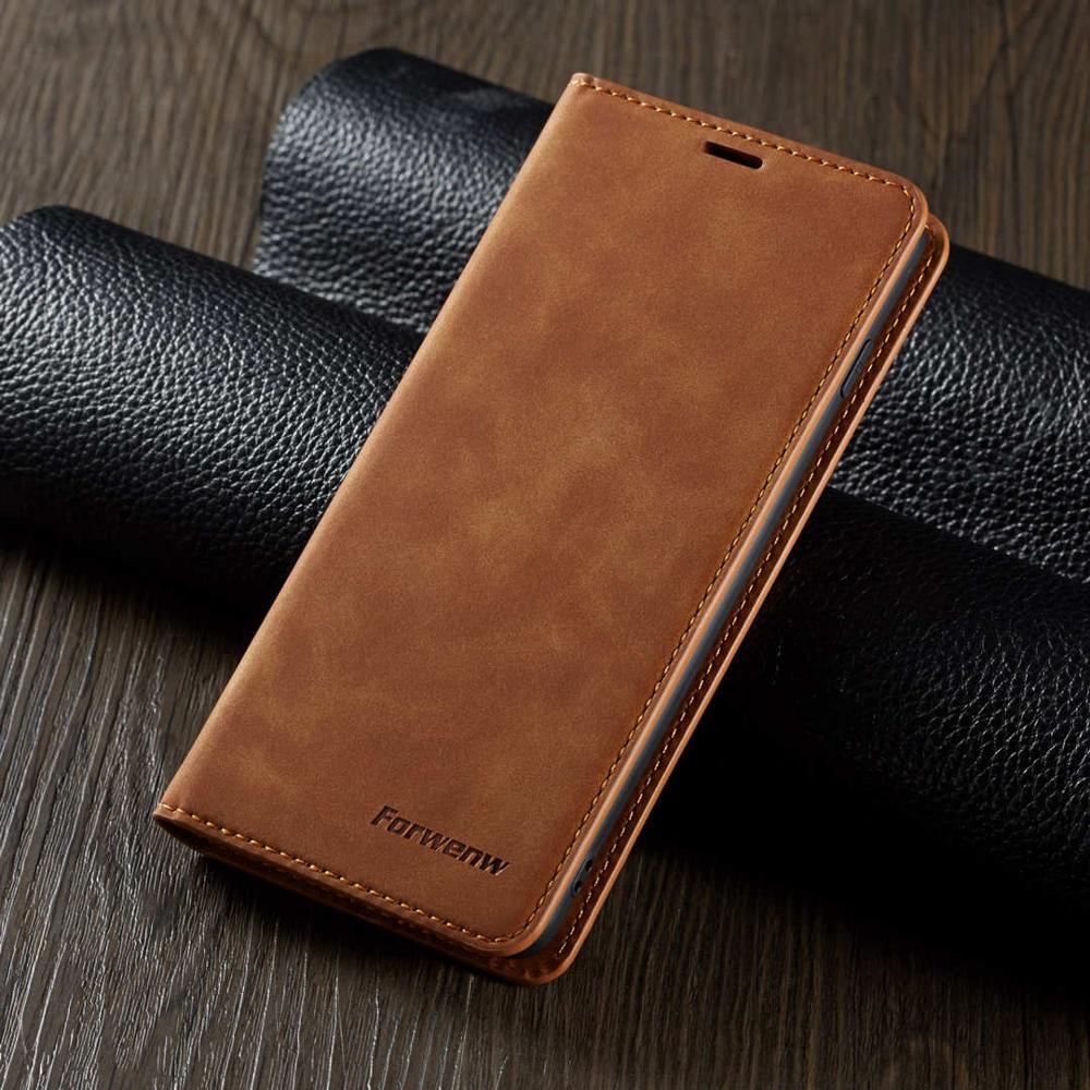 Magnetic Flip Leather Phone Case For Samsung Galaxy A7 A750 A8 A530 A6 Wallet Card Holder Back Cover Coque Fundas: For Galaxy A7 2018 / Brown
