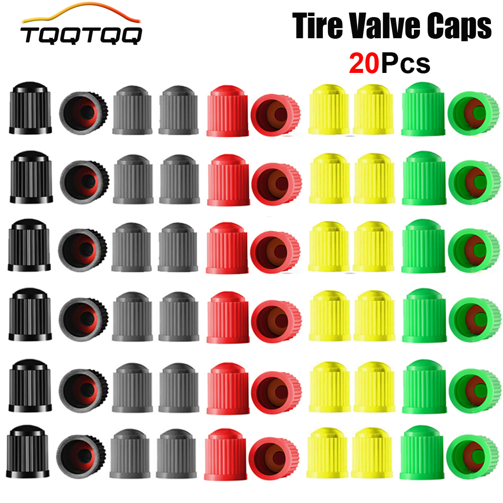 Tappi valvole pneumatici da 20 pezzi, con anello in gomma O, coperture stelo universali per auto, SUV, bici e biciclette, camion, motocicli