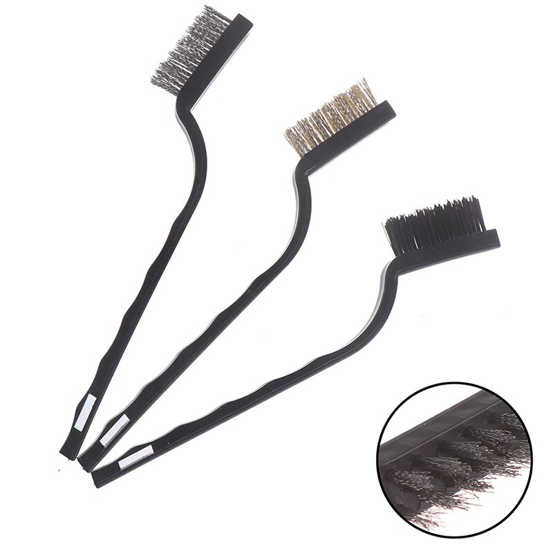 Mini Edelstahl Rost Pinsel Durcheinander Reinigung Polieren Detail Metall Pinsel Draht Zahnbürste Reinigung Werkzeug Familie Bausatz 3Stck