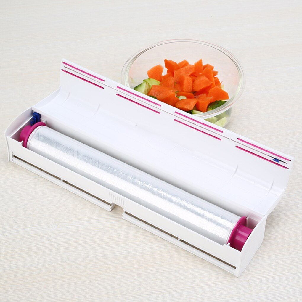 Cling Film Wrap Opslag Houder Box Rvs Conserveermiddel Film Dispenser Seal Aluminiumfolie Wax Paper Cutter