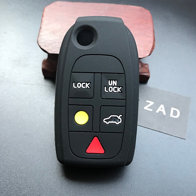 ZAD-funda de silicona para llave de coche, funda protectora para Volvo S80 S60 V70 XC70 XC90 D05 plegable, abatible, 5 botones, mando a distancia