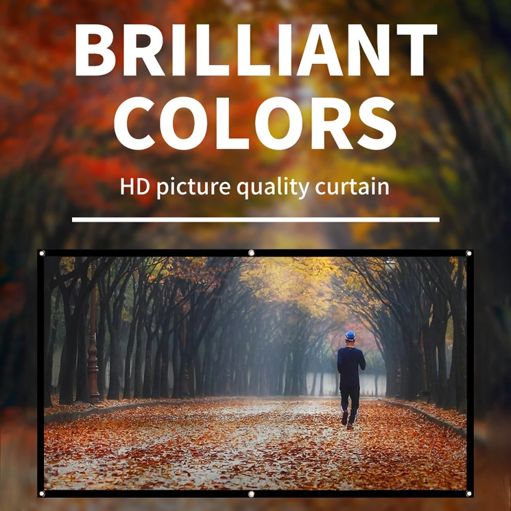 60-150 inch Foldable 16:9 Projector Screen Portable High Density White No Creases Soft Home Movie Theater HD Projection Screen