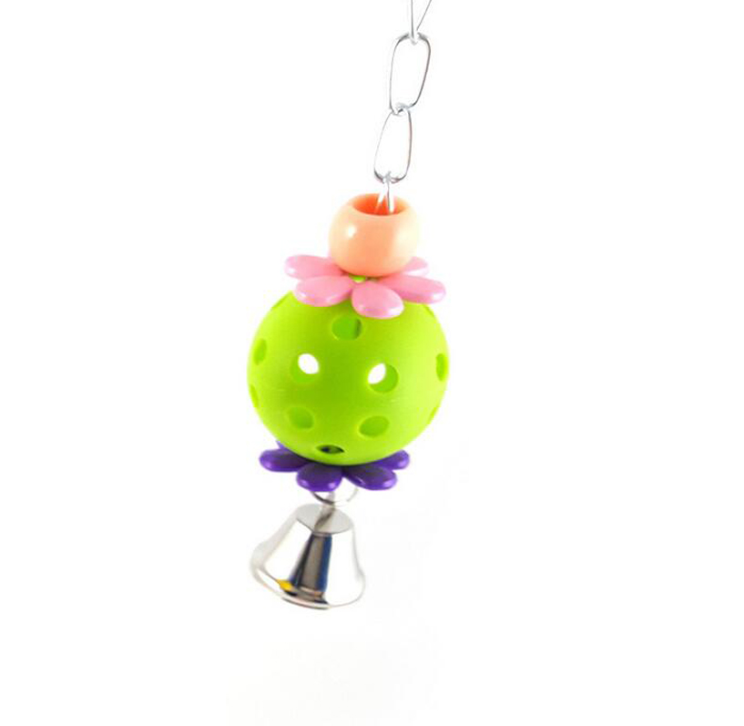 Juguetes Para loros, juguete colgante para pájaros con cuentas de colores, cadena de campana, juguete de morder para loro, accesorios para jaulas de pájaros, juguete colgante para pájaros: Parrot Ball Green