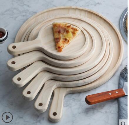 Pizzaplate av tre vestlig trepallskjæringe brødbrett heltre rund pizzatallerken