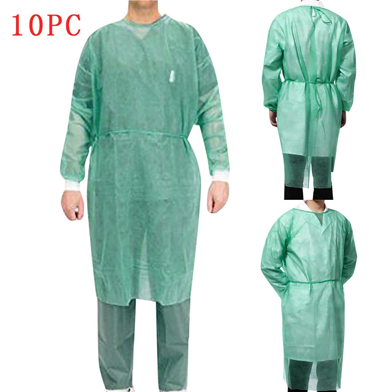 10 PC Disposable Lsolation Clothes Security Gown Overalls Green Protection Suit Work clothing Wear Protector suit: Default Title