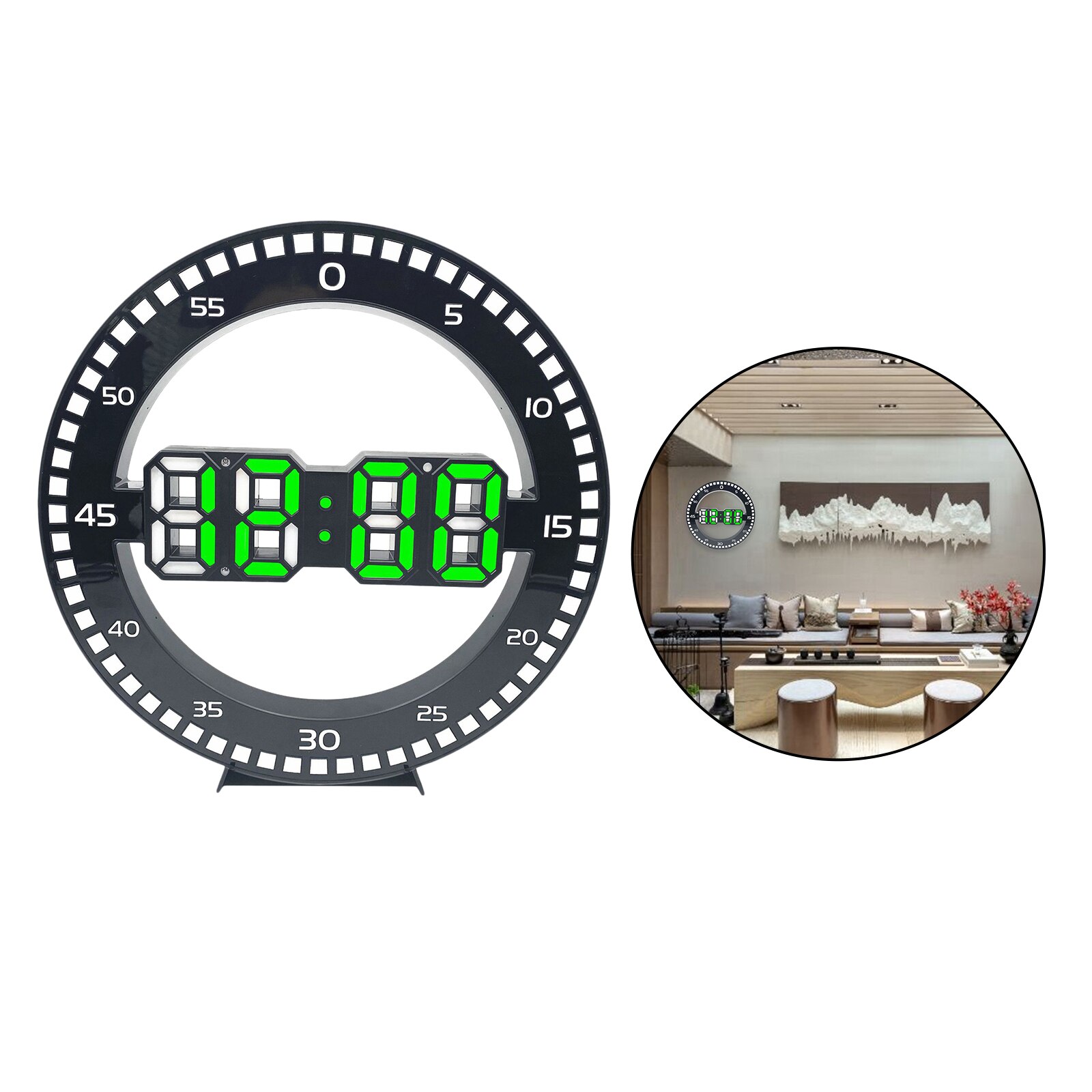 Modern Digital Wall Clock 12/24 Hour Alarm Date Electronic Clock Home Office: Green Light