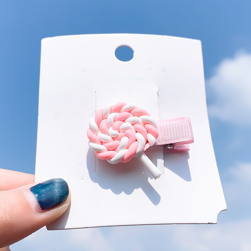 [Xwen]Korean Candy Color Edge Clip Rainbow Hairwear Lollipop Bangs Cute Girl Kids Hairpin Simple Hair Accessories OH1337: 11