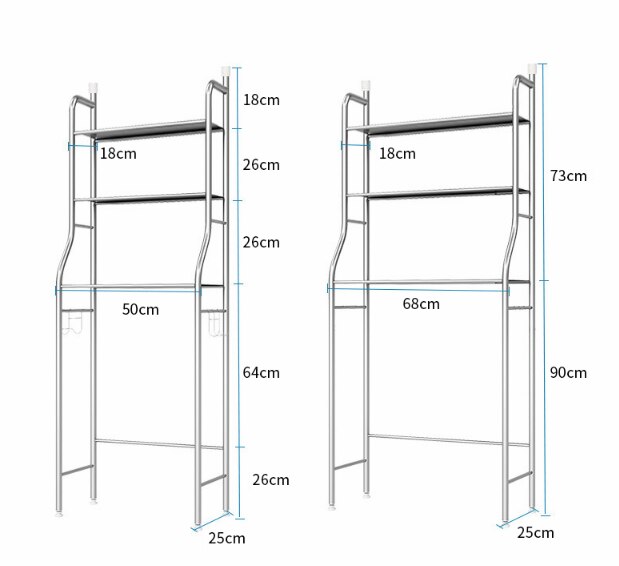 Washing Machine Rack Drum Flip Floor Rack Balcony Bathroom Stainless Steel Toilet Storage Shelves Double Wall Stainless Steel