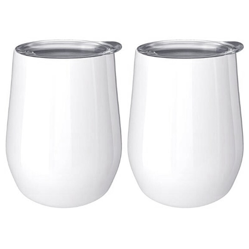 2 st 12oz rostfritt stål äggskal kaffe dubbellager vakuumisolerad tumbler kopp dryck med lock vin kaffe dryck
