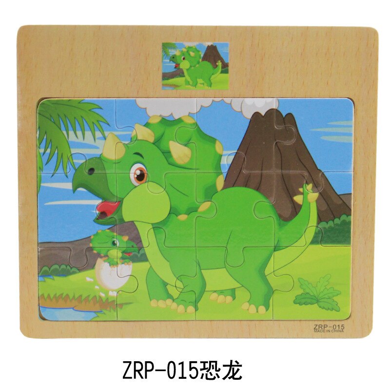 12 tablets cartoon animal traffic awareness wooden puzzle baby puzzle children wood girl boy toy: 13