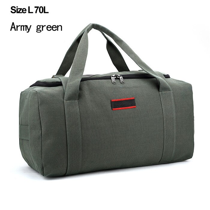 Mannen 70L Of 40L Grote Capaciteit Canvas Tas Klassieke Bagage Tas Verdikking Stevige Handtas Zwart Bruin Army Green 3 Kleuren: Army green size L