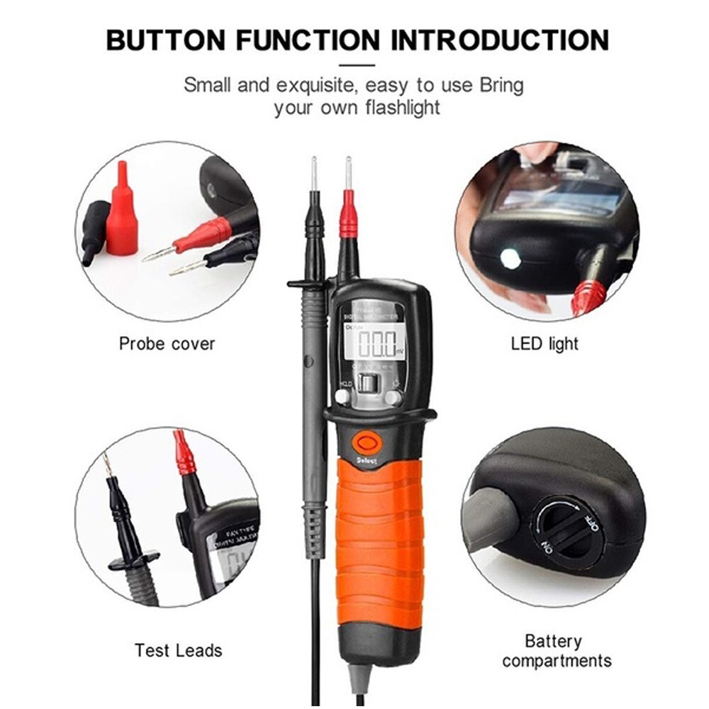 BTMETER-multímetro Digital BT-38B Tipo de rotulador con retroiluminación LCD, apagado automático para CC/CA, resistencia de diodo, prueba de continuidad
