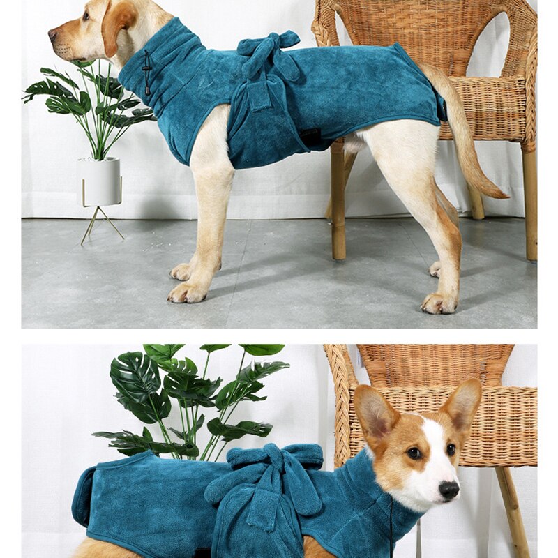 Albornoz para perros grandes, Toalla de baño de fuerte absorción de agua para mascotas, ropa de secado rápido para la mayoría de los perros, ropa de toalla dorada para perros, XS-3XL
